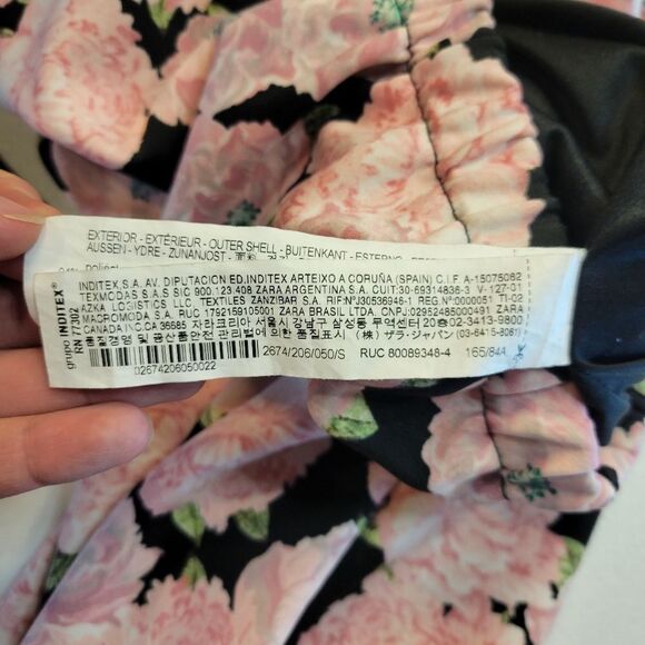 Zara Floral Printed Bomber Jacket Light Pink and Black Women's Small - Picture 7 of 9